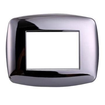 Ettroit Plaque compatible Bticino Livinglight 3 modules slim plastique, coloris chrome brillant - LN87313