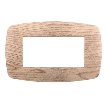Ettroit Plaque compatible Bticino Livinglight 4 modules slim plastique, coloris bois clair - LN87404