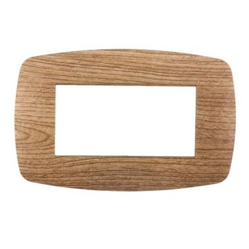 Ettroit Plaque compatible Bticino Livinglight 4 modules slim plastique, coloris bois foncé - LN87405