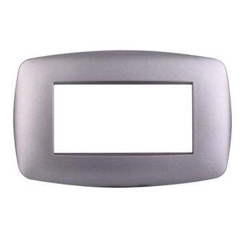 Ettroit Plaque compatible Bticino Livinglight 4 modules slim plastique, coloris argent - LN87406