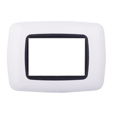 Plaque plastique arrondie 3 modules compatible Ettroi Bticino Livinglight, coloris blanc - LN88301