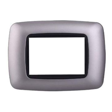 Plaque plastique arrondie 3 modules Bticino Livinglight compatible Ettroit, coloris argent - LN88306