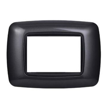 Ettroit Plaque compatible Bticino Livinglight 3 modules arrondie plastique coloris graphite acier foncé - LN88307