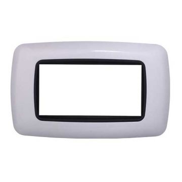 Plaque plastique arrondie 4 modules Bticino Livinglight compatible Ettroit, coloris blanc - LN88401