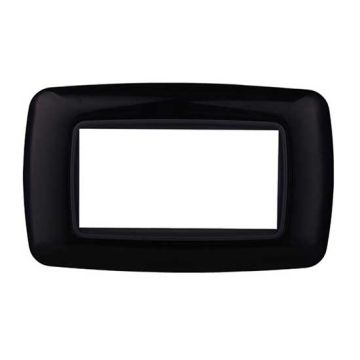 Plaque plastique arrondie 4 modules Bticino Livinglight compatible Ettroit, coloris noir - LN88402