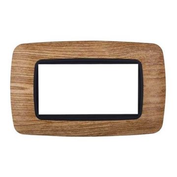 Ettroit Plaque compatible Bticino Livinglight 4 modules arrondie plastique coloris bois foncé - LN88405