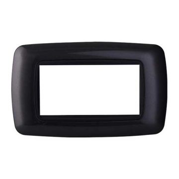 Ettroit Plaque compatible Bticino Livinglight 4 modules arrondie plastique coloris graphite acier foncé - LN88407