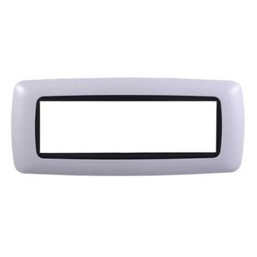 Plaque plastique arrondie 7 modules Bticino Livinglight compatible Ettroit, coloris blanc - LN88701