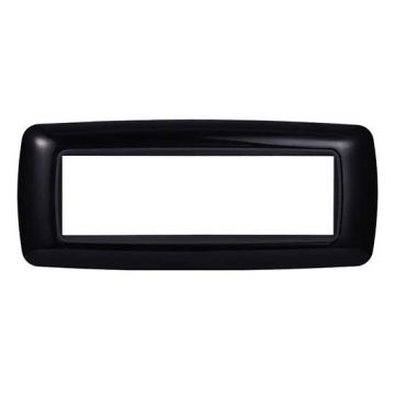 Plaque plastique arrondie 7 modules Bticino Livinglight compatible Ettroit, coloris noir - LN88702