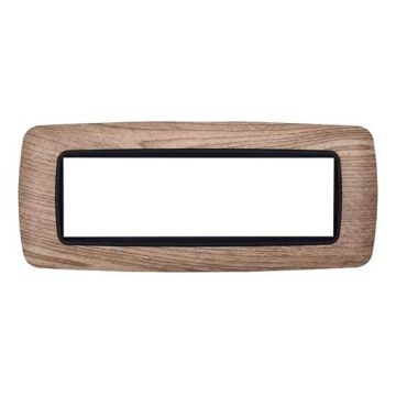 Ettroit Plaque compatible Bticino Livinglight 7 modules arrondie en plastique coloris bois clair - LN88710
