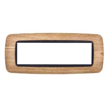 Ettroit Plaque compatible Bticino Livinglight 7 modules arrondie plastique coloris bois foncé - LN88705