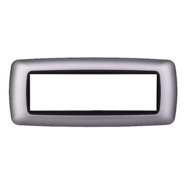 Ettroit Plaque compatible Bticino Livinglight 7 modules arrondie en plastique couleur argent - LN88706