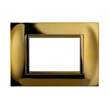Plaque compatibles Bticino Livinglight 3 modules plastique carré couleur or brillant