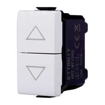 ETTROIT Bouton double 1P+1P NO pour volet roulant montée et descente compatible Bticino Matix couleur blanc MT1202
