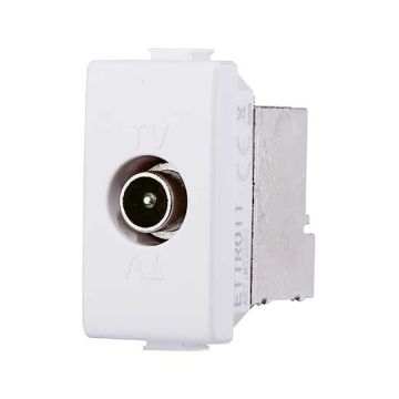 Prise télévision simple mâle compatible Bticino Matix couleur blanc
