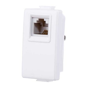 Prise connecteur téléphonique RJ11 compatible Bticino Matix type de connexion K10 couleur Blanc
