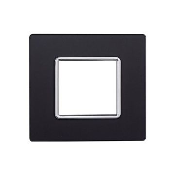 Plaque compatibles Bticino Matix 2 modules verre couleur acier graphite foncé
