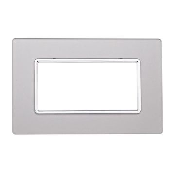 Plaque compatibles Bticino Matix 4 modules verre couleur argent