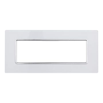 Plaque compatibles Bticino Matix 6 modules verre couleur blanc