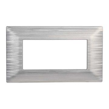 Plaque compatibles Bticino Matix 4 modules plastique couleur argent satiné