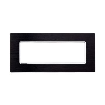 ETTROIT MT86602 Plaque aluminium 6P Coloris Noir Compatible avec Bticino Matix