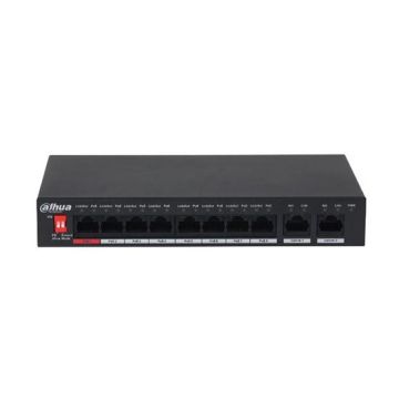 Dahua PFS3010-8ET-96-V2 Unmanaged Switch 7 Ports PoE + 1 Port Hi-PoE + 2 Ports 10/100/1000Mbps 96W DIP Switch Dahua PFS3010-8ET-96-V2 Unmanaged Switch 7 Ports PoE + 1 Port Hi-PoE + 2 Ports 10/100/1000Mbps 96W DIP Switch
