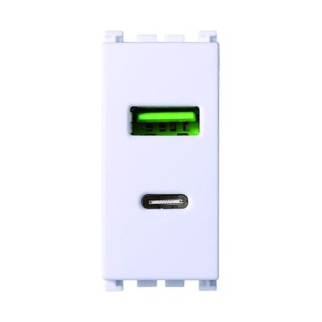 Prise USB ETTROIT 2 ports 3.1A USB-A + USB Type C Compatible avec Vimar Arkè Couleur Blanc - VA3002B