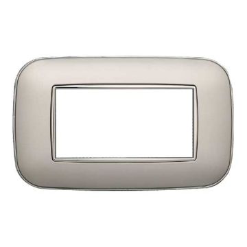Plaque compatibles Bticino Axolute 4 modules plastique couleur argent Orbis série Moon Ettroit AN91406