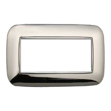 Plaque compatibles Bticino Axolute 4 modules plastique couleur chrome poli Orbis série Moon Ettroit AN91413