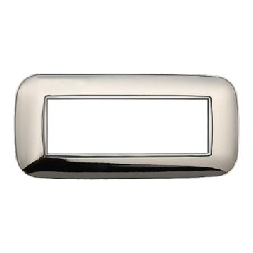 Plaque compatibles Bticino Axolute 6 modules plastique couleur chrome poli Orbis série Moon Ettroit AN91613