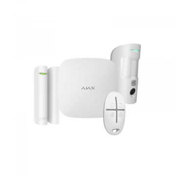 Kit d&#39;alarme professionnel Ajax sans fil Cam Plus GPRS/Ethernet 4G HDR Blanc – Code 15625.5382.WH1