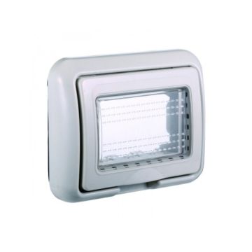Plaque ETTROIT avec couvercle 3P IP55 boîtier hydrobox compatible avec Bticino Living color GRIS - LG2703