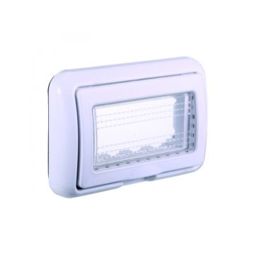 Plaque ETTROIT avec couvercle boîtier hydrobox 4P IP55 compatible avec Bticino Living couleur BLANC - LB2704