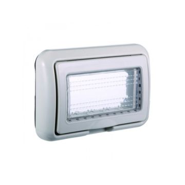 Plaque ETTROIT avec couvercle 4P IP55 boîtier hydrobox compatible avec Bticino Living couleur gris - LG2704
