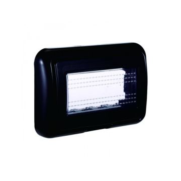 Plaque ETTROIT avec couvercle 4P IP55 boîtier hydrobox compatible avec Bticino Living couleur noir - LN2704