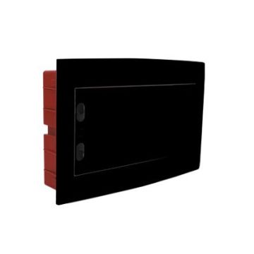 Tableau électrique encastré 8 modules ETTROIT IP40, noir avec porte fumée transparente - DB110908B