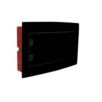 Tableau électrique encastré ETTROIT 12 modules IP40, noir avec porte fumée transparente - DB110912B