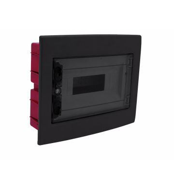 Tableau électrique encastré ETTROIT 18 modules IP40, noir avec porte transparente fumée - DB110918B Tableau électrique encastré ETTROIT 18 modules IP40, noir avec porte transparente fumée - DB110918B