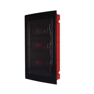 Tableau électrique encastré ETTROIT 36 modules IP40, noir avec porte transparente fumée - DB110936B