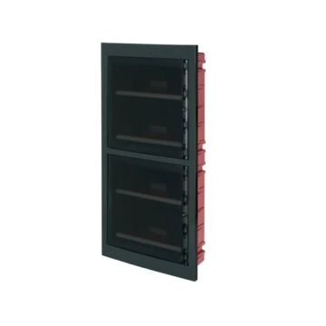 Tableau électrique encastré ETTROIT 72 modules IP40, noir avec porte fumée transparente - DB110972B Tableau électrique encastré ETTROIT 72 modules IP40, noir avec porte fumée transparente - DB110972B