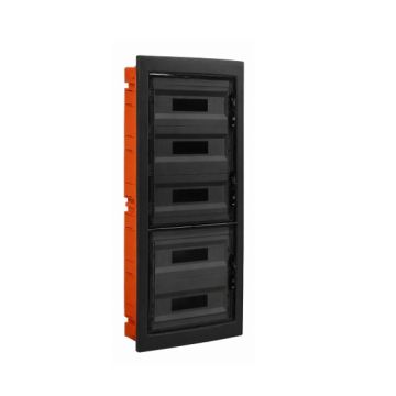 Tableau électrique encastré ETTROIT 90 modules IP40, noir avec porte fumée transparente - DB110990B Tableau électrique encastré ETTROIT 90 modules IP40, noir avec porte fumée transparente - DB110990B