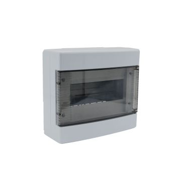 Tableau électrique mural ETTROIT 8 modules IP40 blanc RAL 91682 avec porte fumée transparente - DB111908