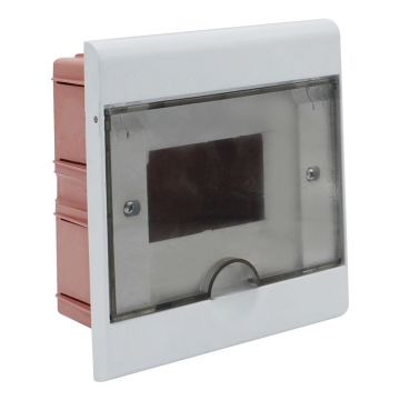 Tableau électrique encastré 5 modules ETTROIT IP40, blanc avec porte transparente fumée - DB11905 Tableau électrique encastré 5 modules ETTROIT IP40, blanc avec porte transparente fumée - DB11905