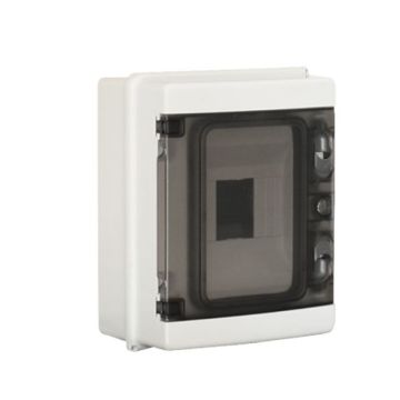 Panneau de commande mural étanche ETTROIT à 5 modules, IP65, gris RAL 7035, avec porte transparente fumée - DB120905