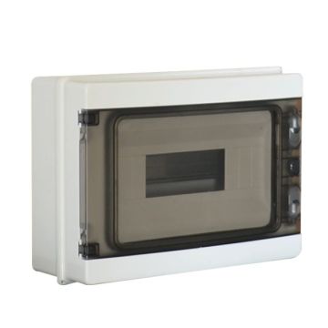 Panneau de commande mural étanche ETTROIT 12 modules, IP65, gris RAL 7035, avec porte transparente fumée - DB120912
