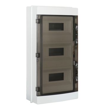 Panneau de commande mural étanche ETTROIT 36 modules, IP65, gris RAL 7035, avec porte transparente fumée - DB120936