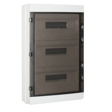 Tableau électrique mural étanche ETTROIT 54 modules IP65, gris RAL 7035, avec porte transparente fumée - DB120954