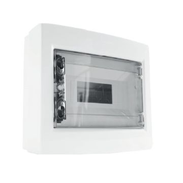 Tableau électrique mural ETTROIT 8 modules IP40, gris RAL 7030, avec porte transparente fumée - DB130908