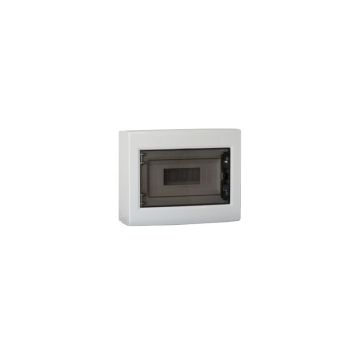 Tableau électrique mural ETTROIT 12 modules IP40, gris RAL 7030, avec porte transparente fumée - DB130912