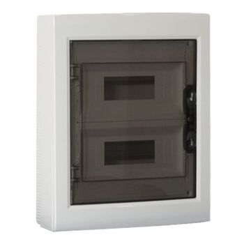 Tableau électrique mural ETTROIT 24 modules IP40, gris RAL 7030, avec porte transparente fumée - DB130924